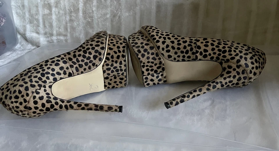 ZAPATO-ZAPATOS MUJER JESS COMO NUEVOS. TAMAÑO: 6,5M. LEOPARDO. CABELLO DE PONY. PLATAFORMA. TACONES Foto 4 de 4