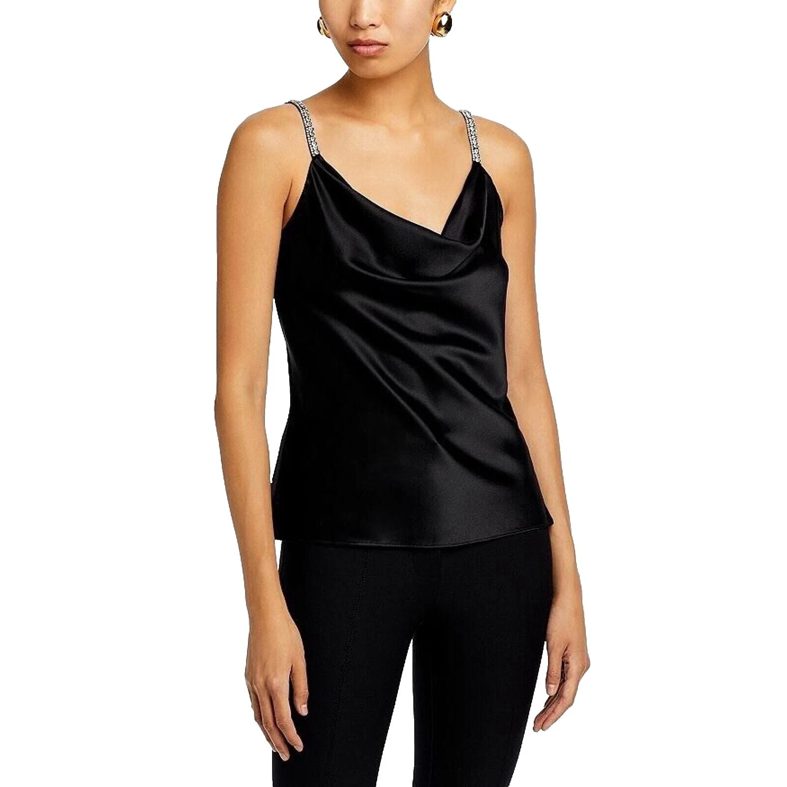 Camisetas sin mangas informal de seda sólida para Mujeres