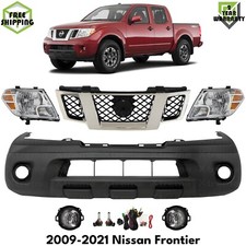Front Bumper Cover Primed Plastic Headlights Kit For 2009-2021 Nissan Frontier Front Bumper Cover Primed Plastic Headlights Kit For 2009-2021 Nissan Frontier
