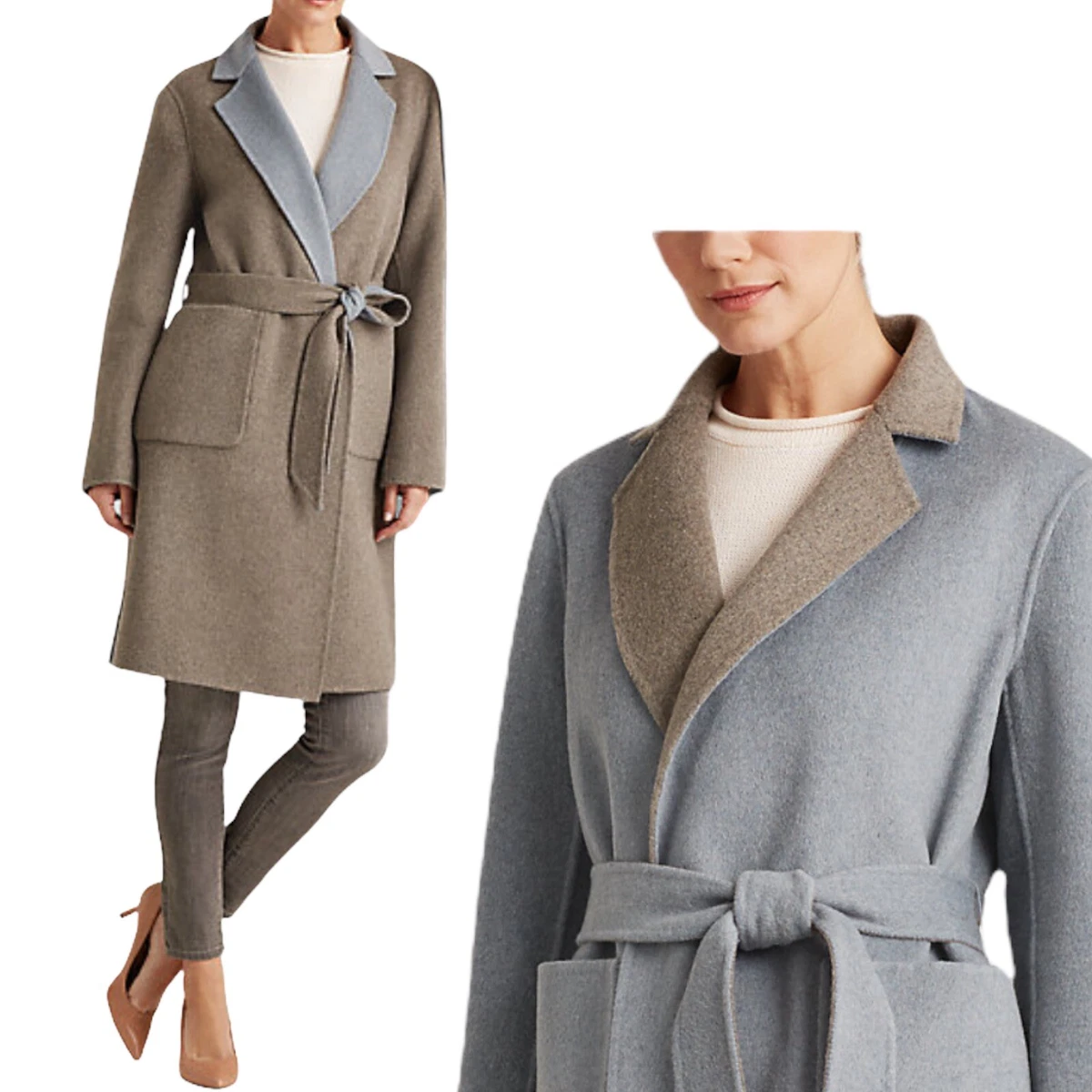 ralph lauren belted wool blend coat