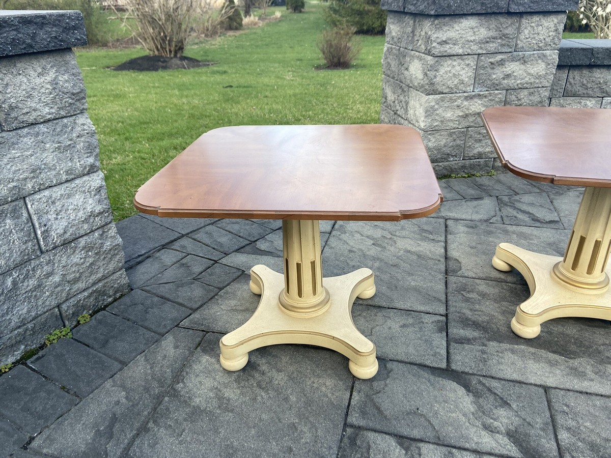 Vintage Henredon Neo Classical Regency Walnut Pillar End Tables
