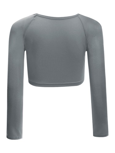 Girls Crop Top Long Sleeve Shirt Stage Performance Tops Modern Shrug Warm Up - Picture 25 of 32