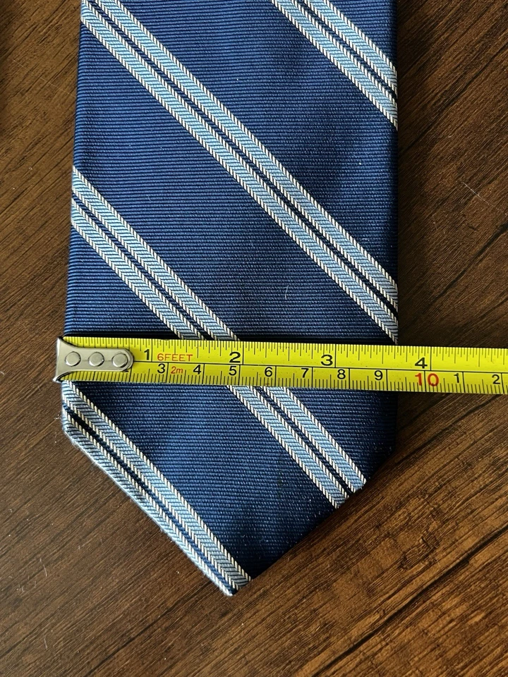 Corbata de seda azul marino Brooks Brothers para hombre resistente a las manchas dorada a rayas Foto 2 de 4