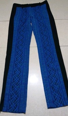 BCBG Maxazria Monique Pants XS Blue Sapphire Black Combo