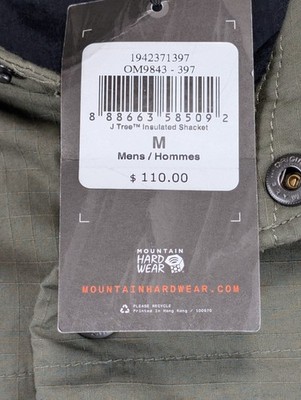 Mountain Hardwear J Tree Men M Stone Green Cotton Ripstop