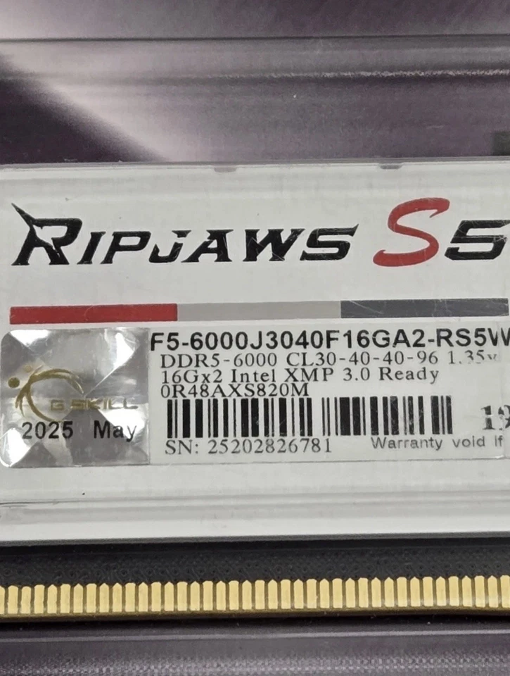 G. SKILL Ripjaws S5 Series 32GB (2 x 16GB) PC RAM DDR5 6000 Mhz CL30 Intel XMP - Image 4 of 4