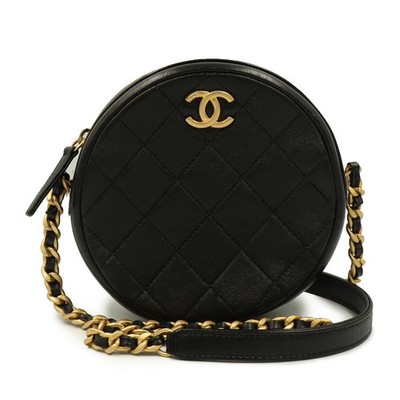 Chanel Matelassé Round Mini Chain Coco Mark AS1898 B03446 94305 Quilted #BCB547