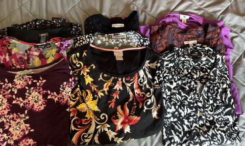 Women’s Business Casual Top Lot Of 9 Size XL Name Brand Shirt & Long Sleeve