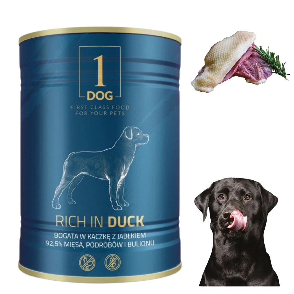 Hundefutter Nassfutter Hund 6x 800g reich an Ente Getreidefrei in Dosen 1Dog - Bild 4 von 4