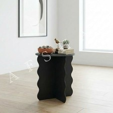 Scalloped Edge round Side Table Black Wavy Table Scandi Side Table Nightstand