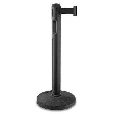 Lavi Industries 80-5000R/Bk/Bk Barrier Post With Belt, Black, 12 Ft Length, 38