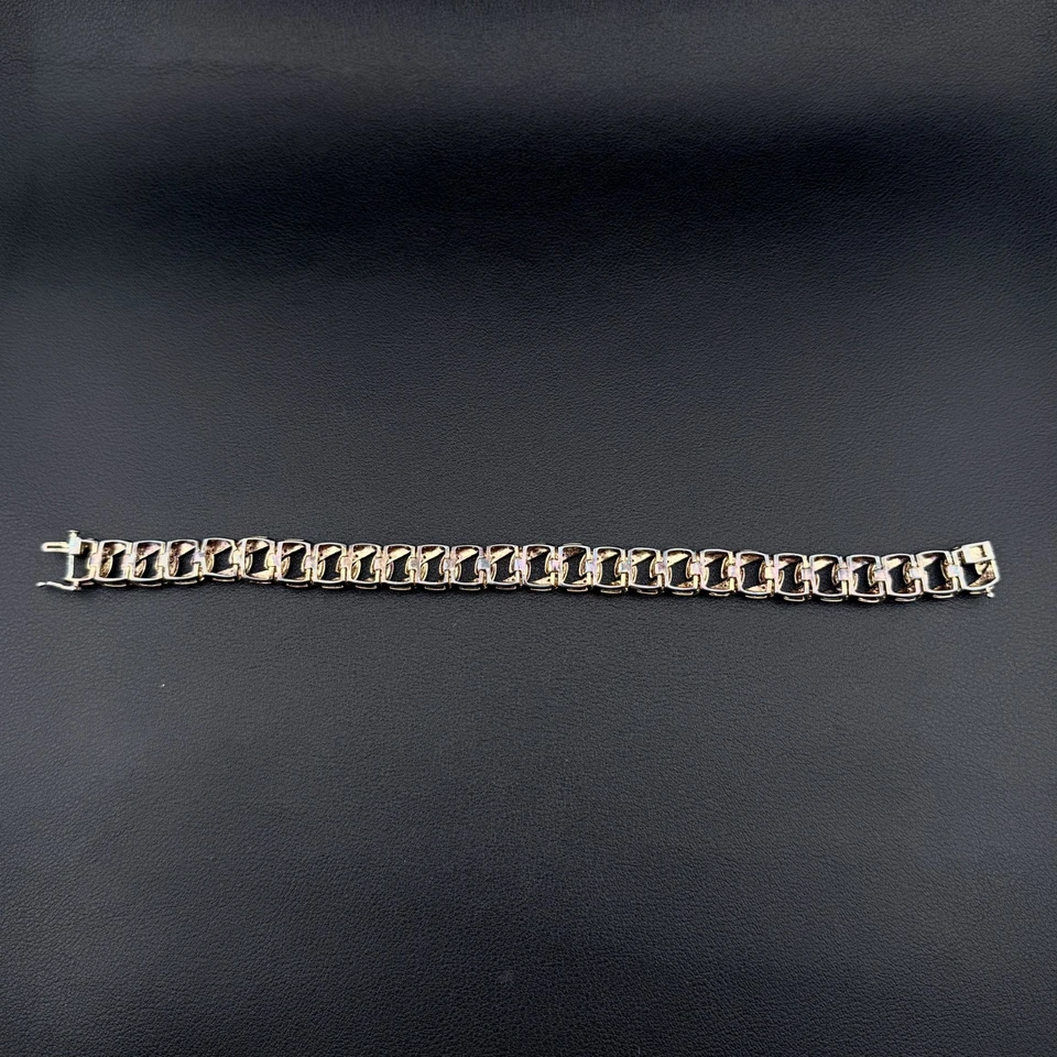 Brazalete de eslabones cubanos Miami de diamantes reales de 1 quilate de oro de 14 quilates sobre plata 925 de 12 mm - 8,5 pulgadas Foto 3 de 3