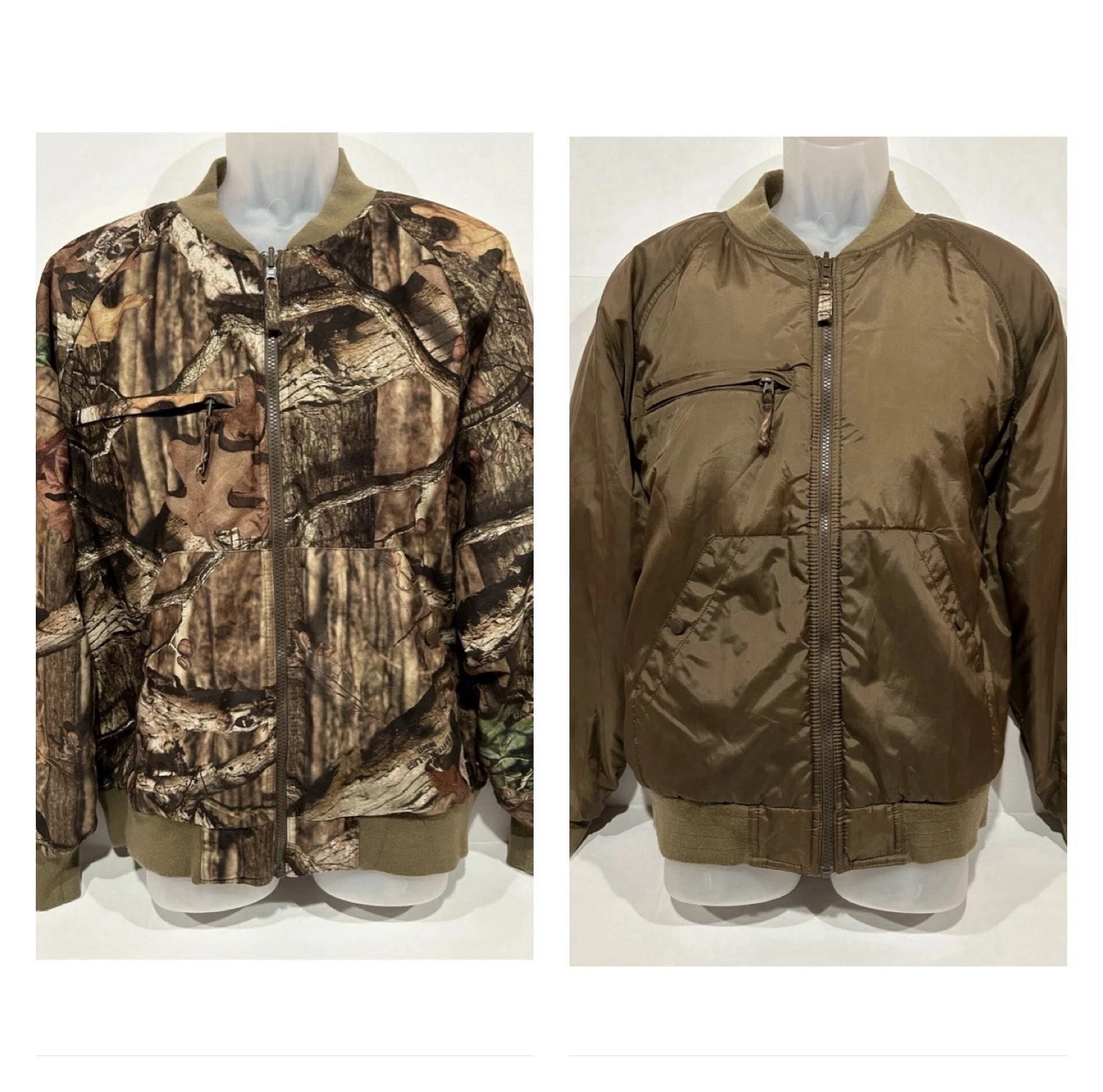 Cabela's Camo Bomber Jacket Reversible Dry-Plus Mens Size M Hunting Insulated
