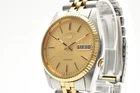 Vintage SEIKO 7009-3110 Automatic  Day Date Gold Dial Two Tone Men's Watch JAPAN