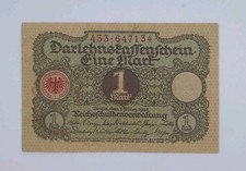 1920 Weimarer Republic, GERMANY - 1 German Mark Banknote Serial No. 433 647134