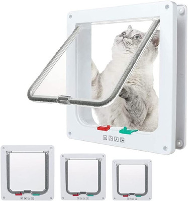 goTeamghjkl Cat Door Flap (Outer Size 7.5'' x 7.8''), 4 Way Locking Medium Cat Doo