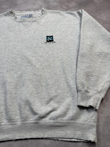 VINTAGE Netscape Sweatshirt Herren Large grau Rundhals bestickt Logo Tech 90s - Bild 9 von 24