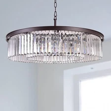 Oil Rubbed Bronze Crystal Chandeliers Modern Contemporary Ceiling Lights Fixt...