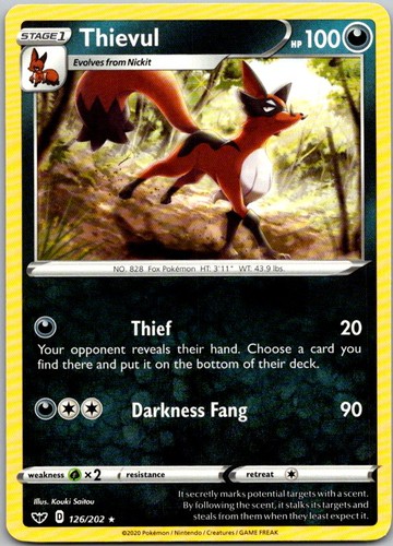 Thievul Rare SWSH01: Sword & Shield Base Set 126/202 NM