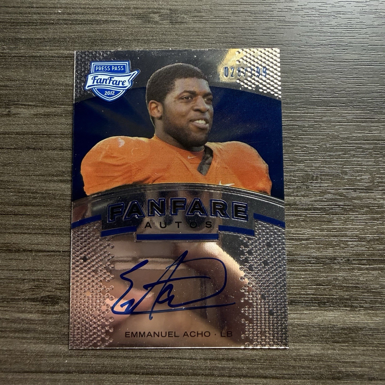Emmanuel Acho Press Pass Fanfare Autograph #FFEA Blue