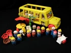 Vintage Fisher Price 25 Pc Flawed Lot 16 Little People Bus Hospital Camper