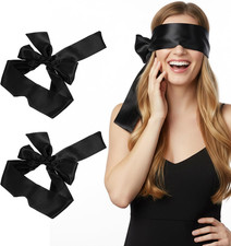 2Pcs Silk Blindfolds for Sleeping, Soft Satin Eye Mask for Sleep Comfortable Bla