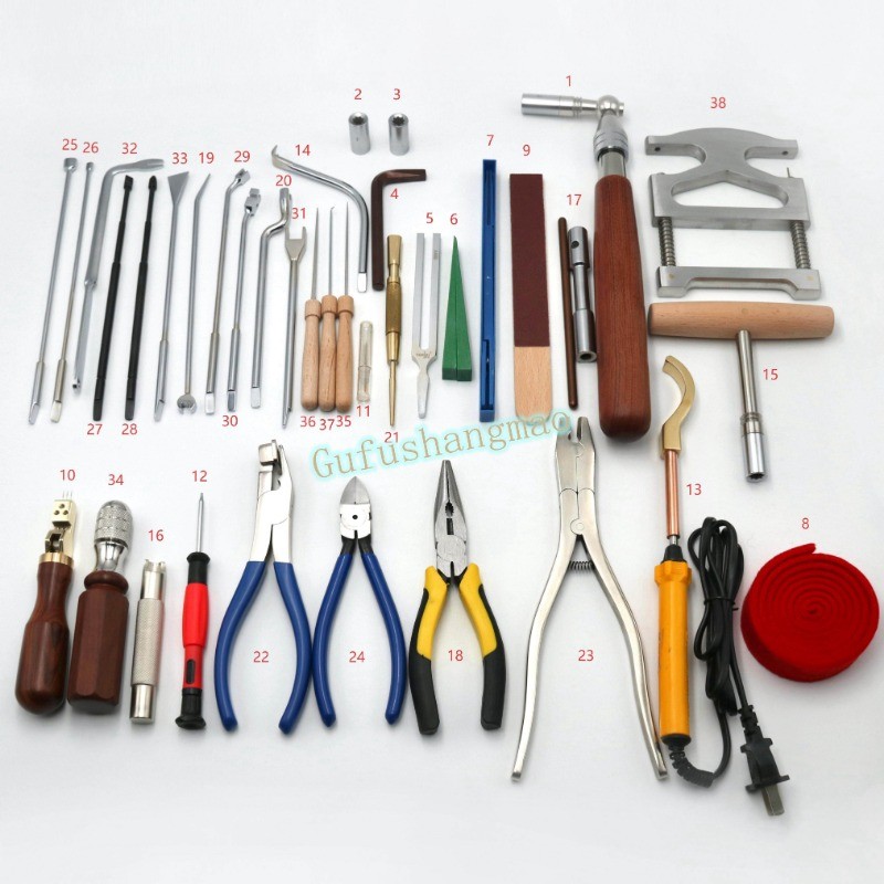 調律　英語　4枚 Piano Repair tuning tool Kit Part - Set of 39 tools - Universal