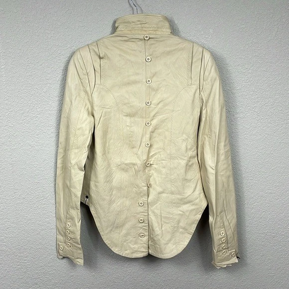 Chaqueta de cuero lavado One Teaspoon Vogue beige marfil Steampunk talla 4 nueva con etiquetas Foto 3 de 4