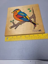 Vintage Bird  Wooden Children's Puzzle Educo Hand Made in Holland USED, NO BOX