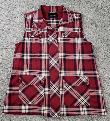Blu Pepper Women's Vest Maroon Aztek Embroidered Zip-Up Size Medium 