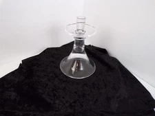 Candlestick Holder Simon Pearce Signed Clear Glass Handblown Trumpet Shape