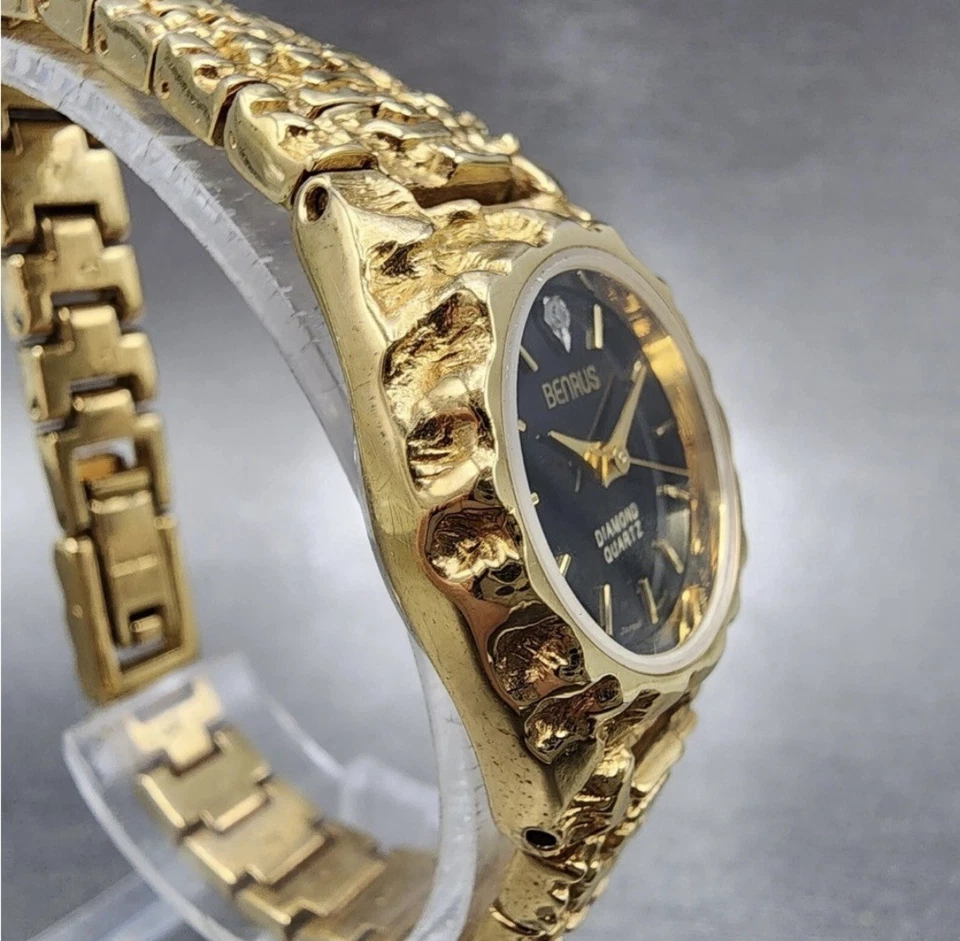 Reloj Mujer "Benrus" Oro y Negro Diamante Cuarzo Foto 4 de 4