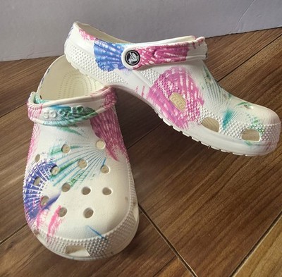 Crocs Classic 207858-928 Unisex Multi/White Ankle Strap Beach Clogs Sandal LPP38