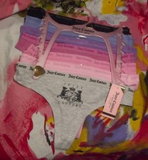 7 NEW JUICY COUTURE JC7325 7PKAF SIGNATURE WAIST COTTON THONG PANTIES L