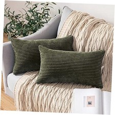 Pack of 2 Pillow Covers Soft Soild 20" x 12" Pack of 2 Olive Green