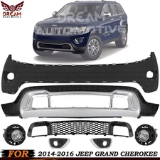 New Front Bumper Cover & Fog Light Asembly Kit For 2014-2016 Jeep Grand Cherokee