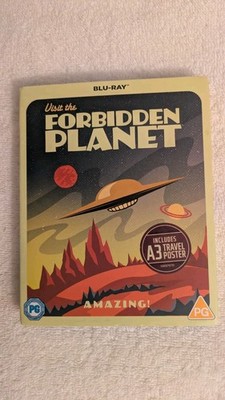 FORBIDDEN PLANET BLU-RAY 1956 With Slipcover & A3 Travel Poster, SciFi Classic