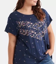 Lucky Brand Floral Boho Printed T-Shirt Size 1X