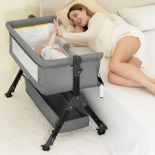 3 in 1 Baby Bassinet Bedside Sleeper Portable Crib Pack and Play with Mattress