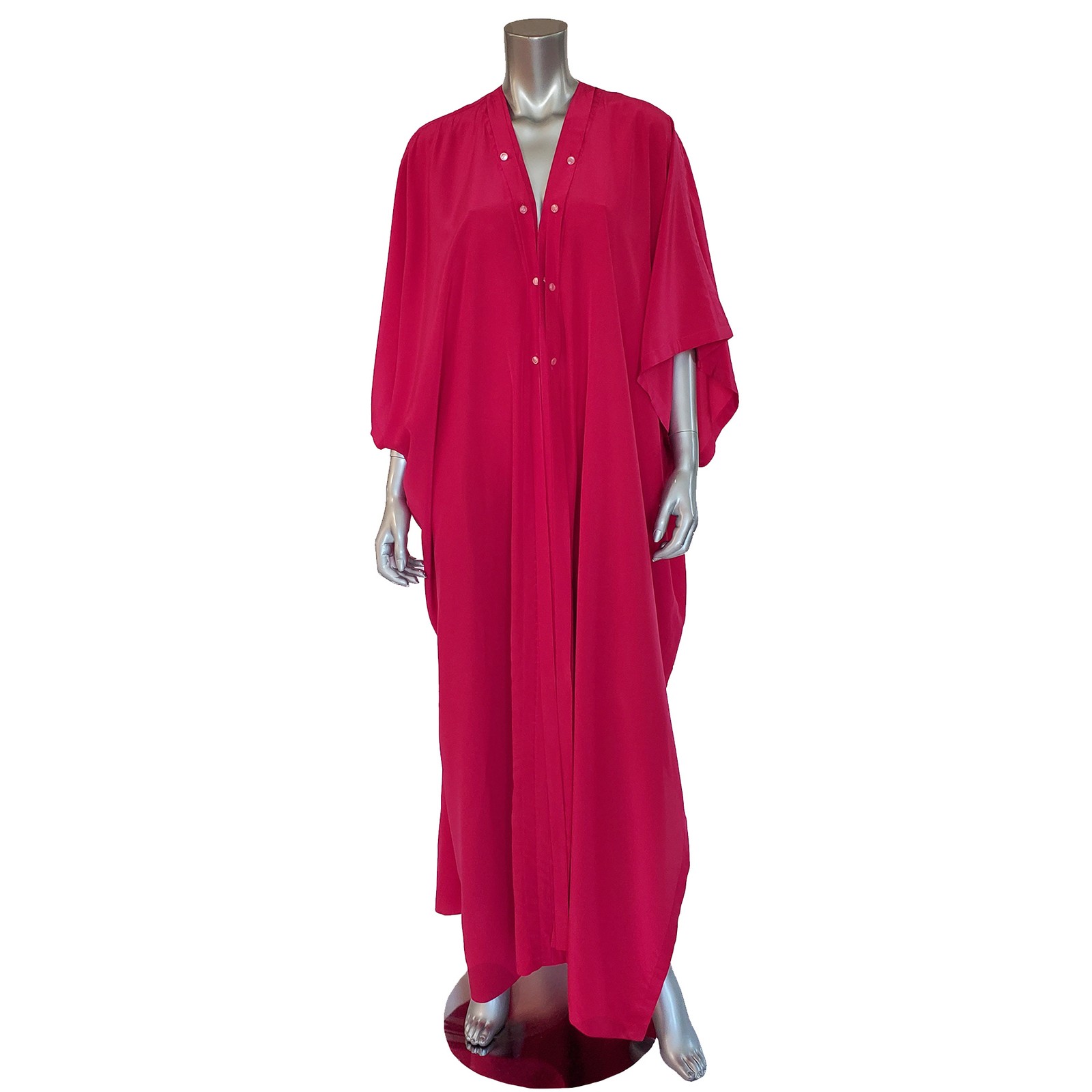 ABITO LUNGO YVES SAINT LAURENT RIVE GAUCHE CAFTANO FUCSIA SETA ABITO tg 38 US 6