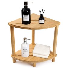 Upgraded Bamboo Corner Shower Stool for Inside Shower Waterproof,2-Tier Showe...