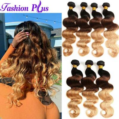 Ombre Human Hair Bundles Body Wavy Weave Bundles Weft