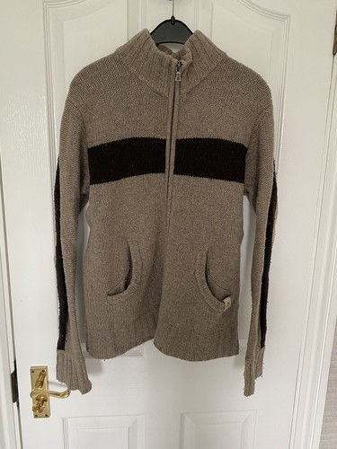 Nigel Cabourn, Vintage Nigel Cabourn Utility Size Small Brown Wool Zip-up Jumper - Mens