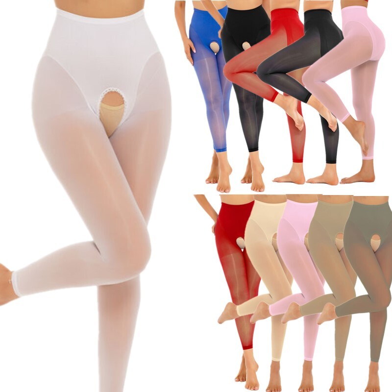 Women's High Waist Control Top Tights Sheer Footless Pantyhose
