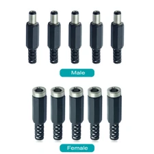 10Pcs Male & Female DC Power Jack Plugs Socket Adapter Connector 2.1 X 5.5mm Hot