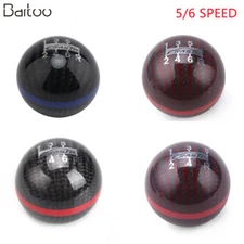 Universal Carbon Fiber Racing Ball MT Gear Shift Shifter Knob Stripe 5/6 Speed