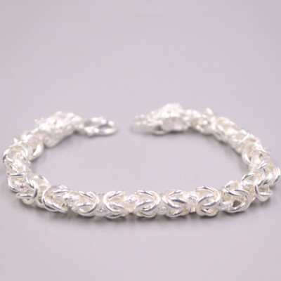 Pure 999 Fine Silver Men Women 7mm Dragon Head Chain Link