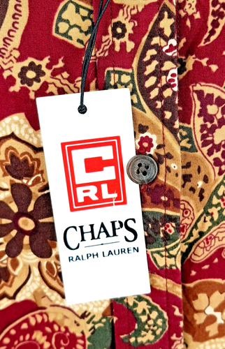 CHAPS By RALPH LAUREN Womans Burgundy Red S/S HAWAIIAN SHIRT - L - RRP £75 - Picture 5 of 12
