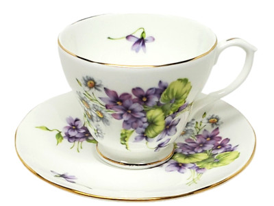 Duchess Fine Bone China - Violets & Daisies - Cup & Saucer Set - England