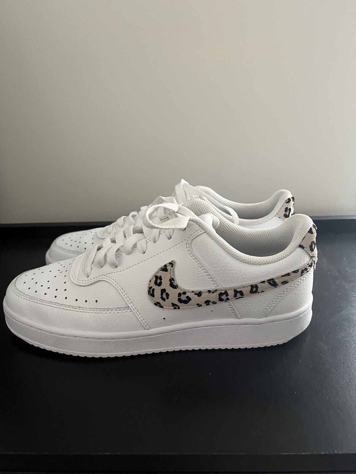 Women’s Nike Court Vision Low (White/Leopard) Sz. 10 Gem